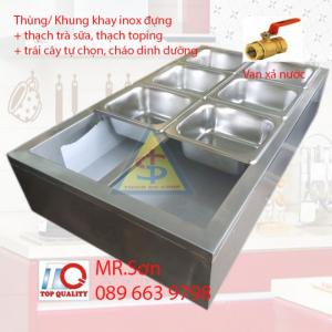 Thùng/Khung/Khay inox giữ lạnh đặt tại bàn bán trà sữa, cháo dinh dưỡng tại Đà Nẵng