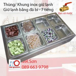 Thùng/Khung/Khay inox giữ lạnh đặt tại bàn bán trà sữa, cháo dinh dưỡng tại Đà Nẵng