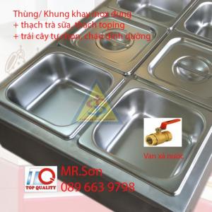 Thùng/Khung/Khay inox giữ lạnh đặt tại bàn bán trà sữa, cháo dinh dưỡng tại Đà Nẵng