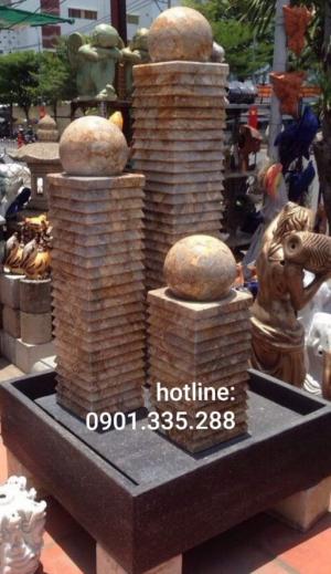 Trụ đá bi xoay phun nước phong thủy