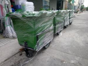 Bán xe thu gom rác 660 lit có 4 bánh xe đẩy - Ms Thanh 0913 819 238