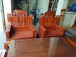 Bộ bàn ghế âu á như ý voi tay đặc gỗ hương đá