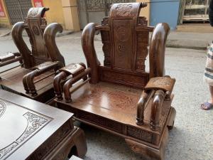 Bộ bàn ghế tần thủy hoàng gỗ mun đuôi công Cột 14