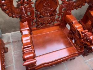Bộ bàn ghế trạm nghê đỉnh tay khuỳnh vách bát tiên gỗ hương đỏ nam phi