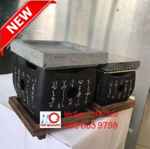 Bộ bếp/ lò nướng than bằng gang kiểu nhật bản và miếng đá nướng thịt tại bàn Quận 3