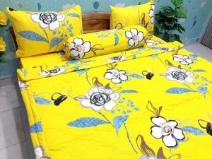Drap hoa vàng cotton việt nam