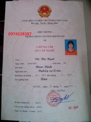 cấp chứng chỉ lễ tân cấp tốc