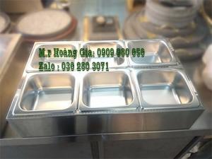 Khay/ khung inox giữ nhiệt thạch trà sữa gồm 8 khay vuông nhỏ ; giữ lạnh bằng đá.