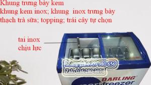 Khay/ khung inox giữ nhiệt thạch trà sữa gồm 8 khay vuông nhỏ ; giữ lạnh bằng đá.