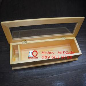 Hồ Chí Minh - Hộp gỗ đựng đũa muỗng, hộp đựng đũa bằng gỗ có nắp trong suốt giá tốt