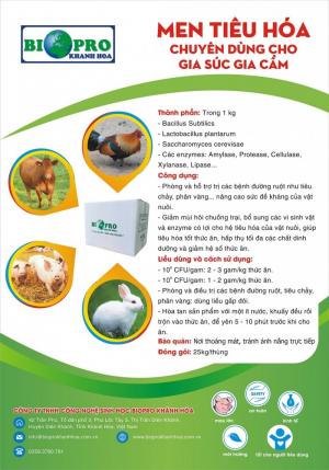 Men vi sinh tiêu hóa sống trị bệnh tiêu chảy, ecoli, giảm hôi chuồng của Heo, Bò, Vịt