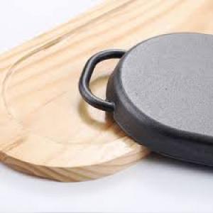 Dĩa gang hình ovan chống dính size lớn có sóng làm bò né, bò beef steak tại bàn giá tốt