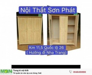 Tủ quần áo ván ép sơn bóng 1m6