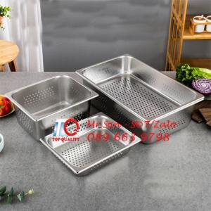 Khay/ Thau inox có lỗ phơi chén dĩa - Khay inox có lỗ đựng rau củ quả tươi sống