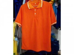 Áo thun cam cổ trụ cam sọc trắng