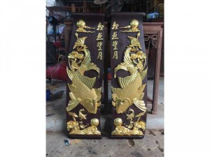 Tranh gỗ cá chép (Lý Ngư Vọng Nguyệt)
