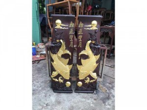 Tranh gỗ cá chép (Lý Ngư Vọng Nguyệt)