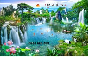 tranh gạch 3d hồ nước thiên nhiên phong cảnh
