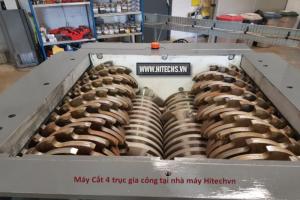 Máy cắt nghiền rác, vải cao su, 4 trục