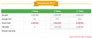 • VIp 2 / 800.000d/tháng- Hiển thi 30 tin