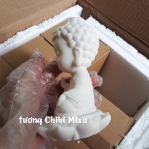 Tượng Phật trắng ngồi thiền trên đài sen - Phật Ông
