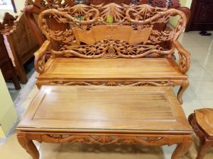 Bộ bàn ghế trúc cuốn thư gỗ cao cấp 6 món BBG211