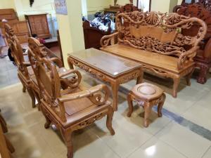 Bộ bàn ghế trúc cuốn thư gỗ cao cấp 6 món BBG211