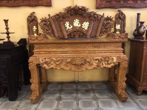 Sập thờ tứ linh, gỗ gõ đỏ chân 16-SD73