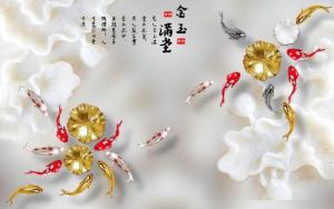 tranh gạch 3d cá chép phong thủy TP01