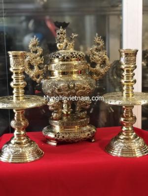 Bộ đỉnh đồng Vĩnh Tiến cao 35cm