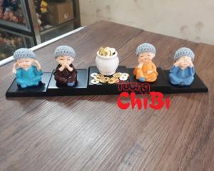 Bộ tượng Tứ Không - 4 không kèm nón len