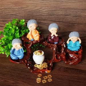 Bộ tượng Tứ Không - 4 không kèm nón len