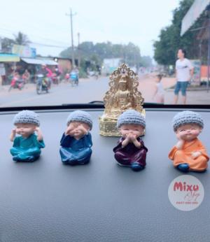 Bộ tượng Tứ Không - 4 không kèm nón len