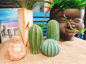 bộ ba xương rồng bằng gốm sứ
