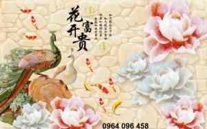 tranh gạch 3d chim khổng tước Q13