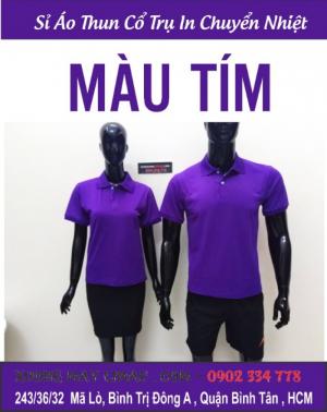áo thun đồng phục màu tím - sỉ lẻ áo thun cổ trụ trơn màu tím