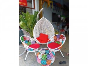 Ghế trứng dây nhựa giả mây bao đẹp