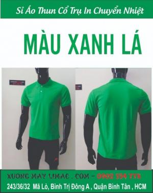 áo thun cổ trụ xanh két giá sỉ cho các xưởng in - xưởng may áo thun cá sấu in nhiệt