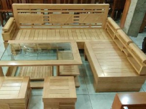 Bộ salong góc L tay trứng đối, mặt thanh