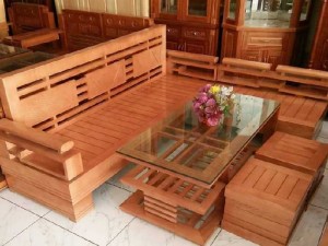 Bộ salong góc L tay trứng đối, mặt thanh