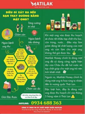 Mật Ong Matilak 1000g (chai thủy tinh vuông)