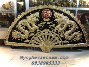 Quạt song long chầu nguyệt chữ phúc