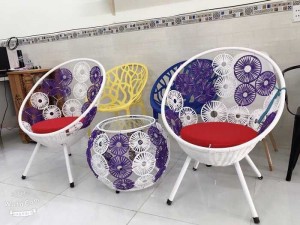 bộ bàn ghế mây đồng tiền