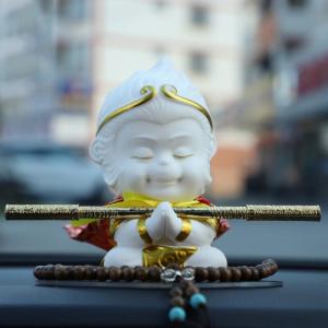 Tượng chibi Mỹ Hầu Vương 11cm gốm trắng cao cấp kèm gậy Như Ý