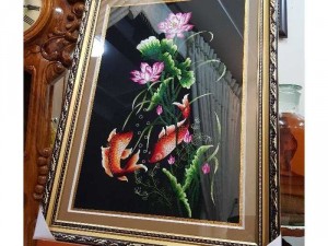 Tranh thêu tay Song ngư cát hạnh