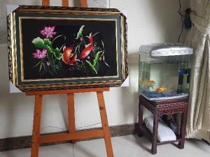Tranh thêu tay Song ngư cát hạnh