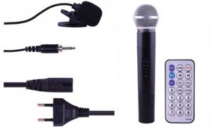 Máy trợ giảng Loa lớn Shuke SK-330 Trọn bộ phụ kiện gồm: Micro cầm tay không dây, Micro cài áo, Micro đeo tai, Remote, 2 pin 9V, dây nguồn.