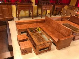 Bộ sofa góc triện gỗ sồi nga 5 món SFG008