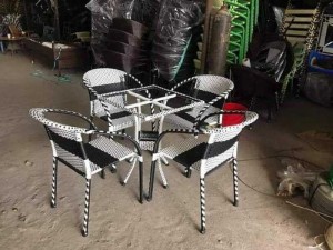 Bàn ghế cafe nhựa giả mây giá rẻ