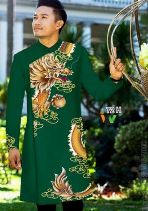vải áo dài nam cách tân Ngọc Đăng màu xanh